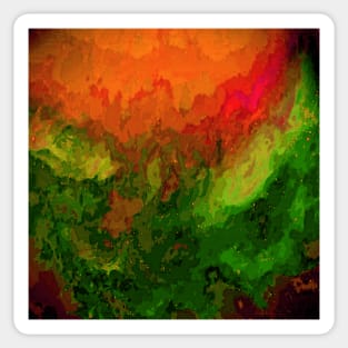 Oceanic Waves Digital Painting in Orange, Red, Green Sticker